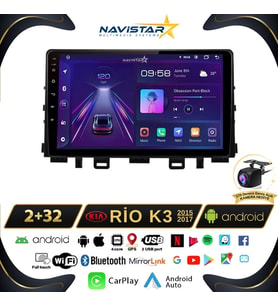 Kia Rio K3 2015-2017 Model 2+64GB Android 13 Kablosuz Carplay Navigasyon Multimedya Sistemi