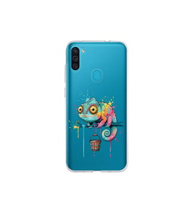 Samsung Galaxy M11 ile Uyumlu Splash Bukalemun Tasarımlı Şeffaf Silikon Kılıf