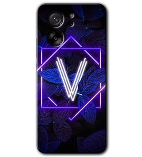 Xiaomi Mi 13T Pro Kılıf HD Desen Baskılı Arka Kapak - Dark Neon Yaprak V Harfi