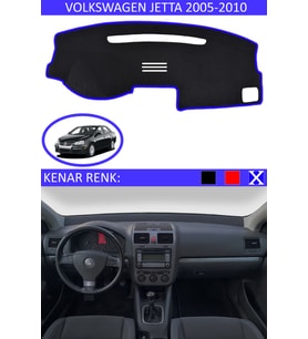Volkswagen Jetta 2005-2010 İçin Uygun Torpido Koruma Halısı Siyah Kenar Renk Mavi