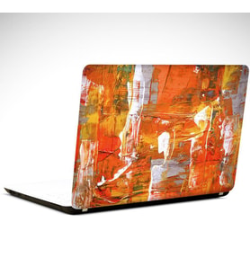Turuncu ve Beyaz Soyut Laptop Sticker 14 inch (35X26CM)