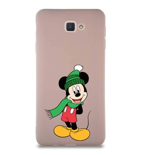 Samsung Galaxy J7 Prime 2 Soft Premier Kapak Mickey Mouse-G Tasarımlı Silikon Kılıf - Pudra (Şeffaf)