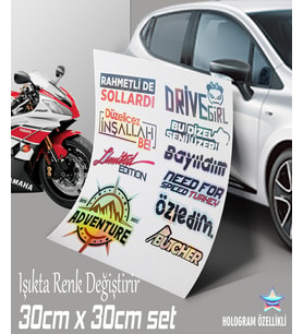 türkçe yazılar cam yazıları hologram sticker set motosiklet kelebek cam bisiklet atv scooter araba uyumlu