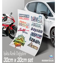 türkçe yazılar cam yazıları hologram sticker set motosiklet kelebek cam bisiklet atv scooter araba uyumlu