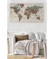 Türkçe Eğitici Ülke Ve Başkent Okyanus Detaylı Atlası  Dünya Haritası Duvar Sticker -60x105-3838