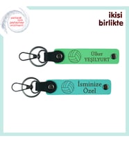 Antrenörünüze Minnetle Hazırlanmış Hediye, Yazılabilir Anahtarlık Seti, Fıstık Yeşil-Turkuaz