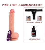 LilituShop 26 cm Belden Bağlamalı Titreşimli Realistik Dildo Penis Set