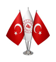 Masa Üstü Enerji Bakanlığı Bayrağı Türk Bayrağı Üçlü Krom Direk Masa Bayrak Seti