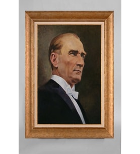 Çerçeveli Paspartulu Atatürk Tablo a366 (Gold)