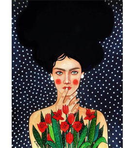 Benekli Kadın Sayılarla Boyama Seti(40x50 cm Tuval Şasesine Gerili)