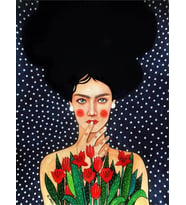 Benekli Kadın Sayılarla Boyama Seti(40x50 cm Tuval Şasesine Gerili)