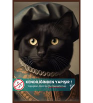 Soylu Kara Kedi Poster, Premium Baskı Poster, Siyah Kedi, Statik Akıllı Kağıt (Yapay Zeka Tasarım)