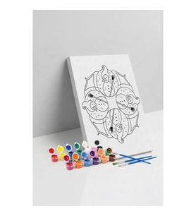 Kardan Adam Desenli Mandala Tuval Boyama Seti 40x50 cm