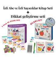 5 Yaş Dikkat Geliştirme Seti (5 Kitap ve Piyon Seti) - İzli Abc ve Sayıcıklar Kitabları Oluklu Seti