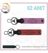 Tüm Sürücüler İçin Özel İsim Plaka ve B Rh (-) Kan Grubu Yazılı x2 Anahtarlık, Nar Çiçeği-Pembe-Laci (Çok Renkli)