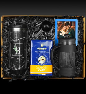 Kişiye Özel Çelik Termos & French Press & 250 Gram Tchibo Proffesional Special Filtre Kahve & Kişiye Özel Çerçeve Hediye Seti
