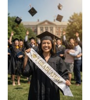Mezuniyet Kuşağı Beyaz Üzeri Altın Baskılı Saten Varaklı I Graduated Yazılı