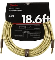 Fender 0990820081 Deluxe Düz/Düz Uçlu Tweed Enstrüman Kablosu (5m) Sahne ve Stüdyo İçin Profesyonel Kalite Uzun Ömürlü Tweed Kaplama
