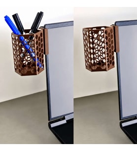 3D Baskı Monitor Kalemlik - Petek Desenli Laptop Kenar Altıgen Kalemlik-Kahverengi