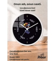 İsme Özel Gezegen Balonlu Astronot Çocuk Odası Duvar Saati Orta Boy 30 cm Beyaz Camlı Sessiz