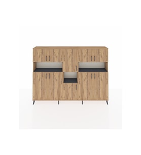 Arges Dolap 14 Raflı 10 Kapaklı 220x30x163 Çam-Çam/Antrasit
