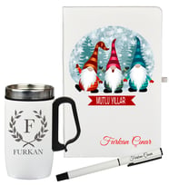 Yılbaşına Özel Hediye Kişiye Özel Defter Kalem Ve Termos - Mug Seti