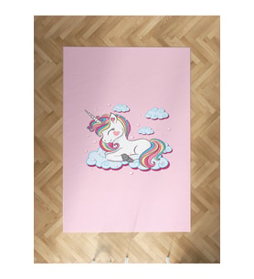 MEKTA HOME BEBEK VE ÇOCUK ODASI Bulutlu Unicorn Desenli Halı