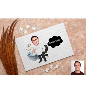 Karikatürlü Eczacı Erkek Kişiye Özel Puzzle
