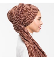 JAKAR Desen Jakarlı Modal Seri Şal Eşarp Askısı ile Birlikte 75x200 cm Kahvereng