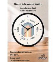 İsme Özel Pastel İç İçe Kemerler Çocuk Odası Duvar Saati Orta Boy 30 cm Siyah Camlı Sessiz