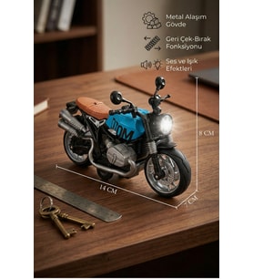 1:12 Ölçek Metal Alaşım Çek Bırak Sesli Ve Işıklı Model Motosiklet - 14 cm