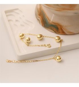 925 Ayar Gümüş Büyük Top Detaylı Bileklik (Gold)