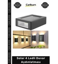 #Solar Dış Mekan Bahçe Su Geçirmez IP65 Gün Işığı Dekoratif Solar 4 Ledli Duvar Aydınlatması