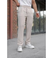 Erkek Beli Lastikli Pera Keten Pantolon