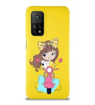 Xiaomi Mi 10T Pro Soft Premier Kapak Vespagirl Tasarımlı Silikon Kılıf - Sarı (Şeffaf)