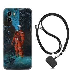 Vivo Y15S Y32 Y33S Y51 Y53S Kılıf Boyun Askılı Silikon Astronot Smoke 1769