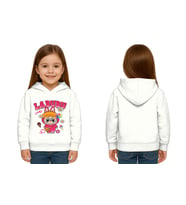 Unisex Baskılı Çocuk Swaetshirt Labubu Baskılı Kapüşonlu 3 İplik Şardonlu (Beyaz)