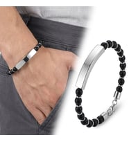 💎 Premium Oniks Beyaz İsim Yazılabilir Ve Ayarlanabilir Çelik Zincir Bileklik 31832B29D1 - 23 cm