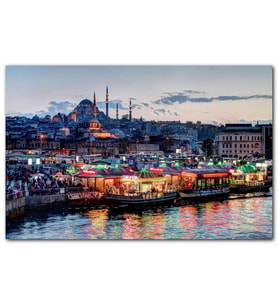 Cakatablo Balık Ekmek Tekneleri ve Süleymaniye Camii MDF Tablo