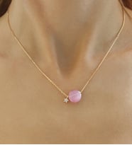 Pembe Doğal Taş Bonibon Kolye