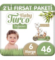 Baby Turco Doğadan 2'li Fırsat Paketi Bebek Bezi 6 Numara Xlarge 46 Adet
