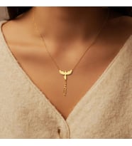 Kişiye Özel 925 Ayar Gümüş Anka Kuşu Sallantılı Zincir Kolye (Gold)