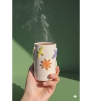 Renkli Kuş ve Çiçek Kabartmalı Tasarım Bardak