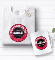 BK Gift Kişiye Özel Dünyanın En İyi Babası Tasarımlı Beyaz Tişört ve Kupa Seti-7 (Model 1)