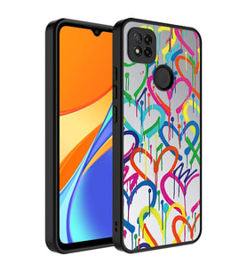 Xiaomi Redmi 9C Kılıf Aynalı Desenli Kamera Korumalı Parlak Zore Mirror Kılıf Kalp