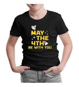 May the Fourth with Ships and Stars Siyah Çocuk Tshirt