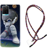 Vivo Y11S Y21S Y20 Y20S Y70 Kılıf Boyun Asklı Rasta Silikon Astronot ve Dünya 1759