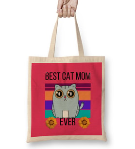 Cat Mom Mothers Day Gifts Best CAT MOM ever Funny gifts Bez Çanta Uzun Saplı