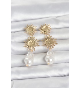 Gold Renk Pirinç Güneş Model Detaylı Kadın Küpe 5886 - HPSBYI1466-1616