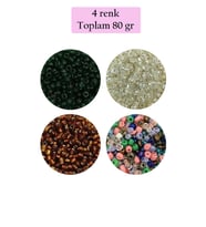 Dökme Cam Kum Boncuk (8/0) 3 mm - 4 Renk - Toplam 80 Gram - BNC419
